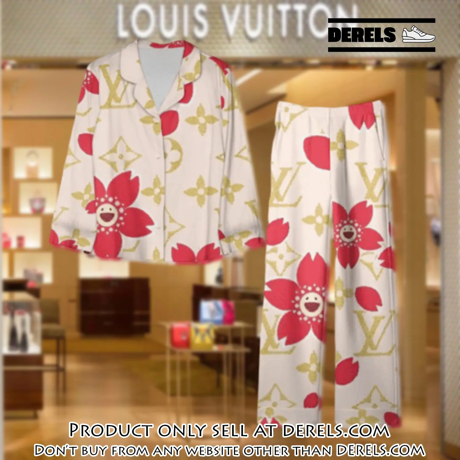 Trending luxury lv satin pajama set pjs1091 dr3425477